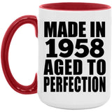 66th Birthday Made In 1958 Aged to Perfection - 15oz Accent Mug Red