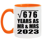 26th Anniversary Square Root of 676 Years As Mr & Mrs 2023 - 11oz Accent Mug Orange