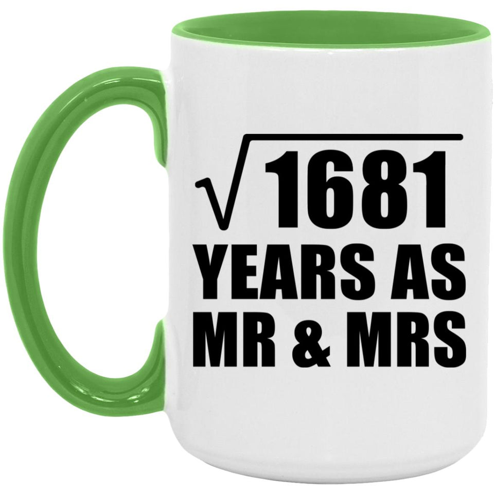 41st Anniversary Square Root of 1681 Years As Mr & Mrs - 15oz Accent Mug Green