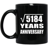 72nd Anniversary Square Root of 5184 Years Anniversary - 11oz Coffee Mug Black