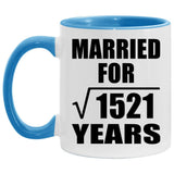 39th Anniversary Married For Square Root of 1521 Years - 11oz Accent Mug Blue