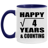 Happy 2nd Anniversary Square Root of 4 Years & Counting - 11oz Accent Mug Purple