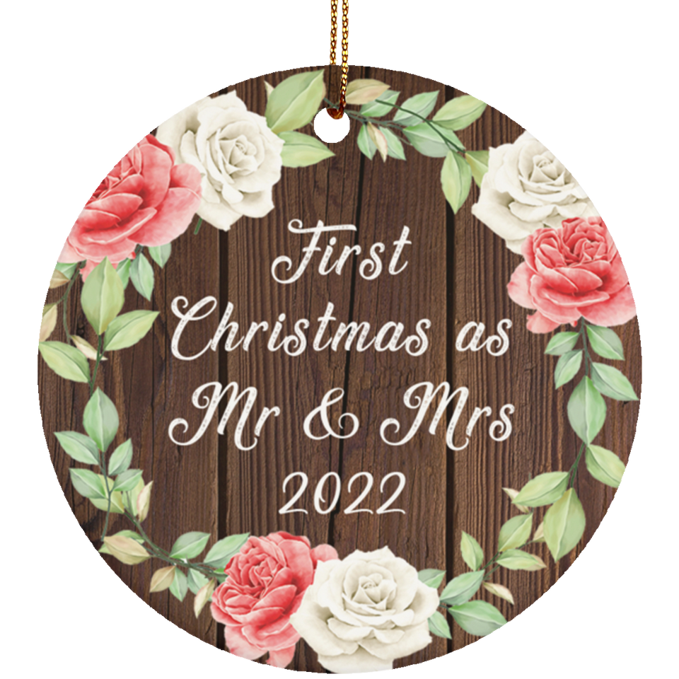 First Christmas As Mr & Mrs 2022 - Circle Ornament A