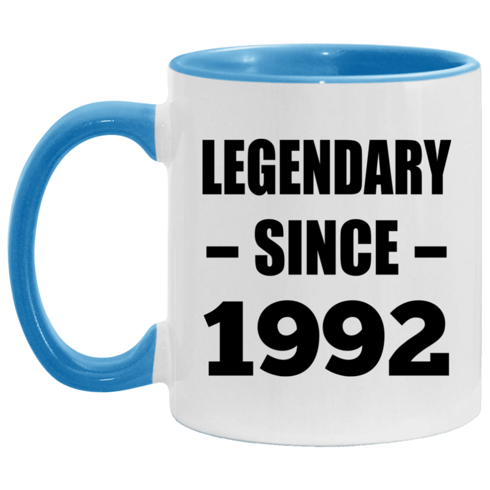 32nd Birthday Legendary Since 1992 - 11oz Accent Mug Blue