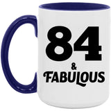 84th Birthday 84 & Fabulous - 15oz Accent Mug Purple