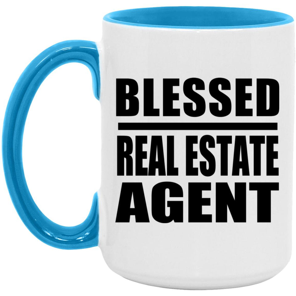 Blessed Real Estate Agent - 15oz Accent Mug Blue
