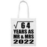 8th Anniversary Square Root of 64 Years As Mr & Mrs 2022 - Tote Bag White