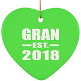 Gran Established EST. 2018 - Heart Ornament