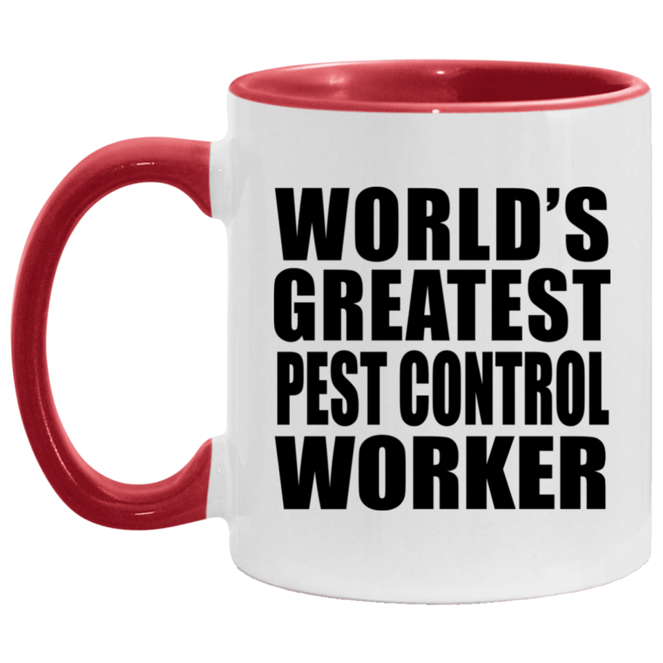 World's Greatest Pest Control Worker - 11oz Accent Mug Red