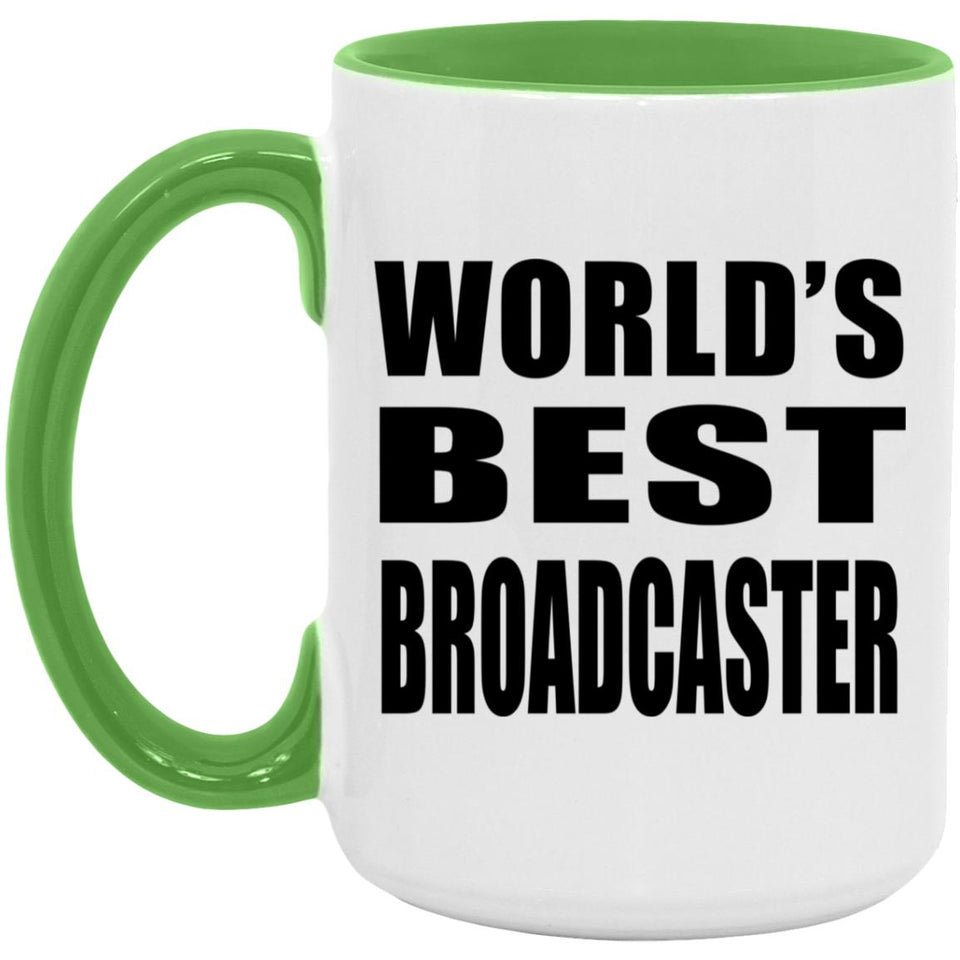 World's Best Broadcaster - 15oz Accent Mug Green