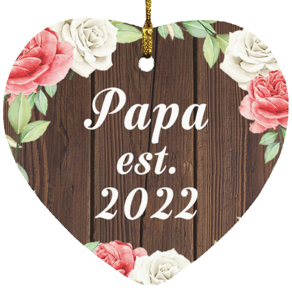Papa Established Est. 2022 - Heart Ornament A