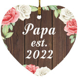 Papa Established Est. 2022 - Heart Ornament A