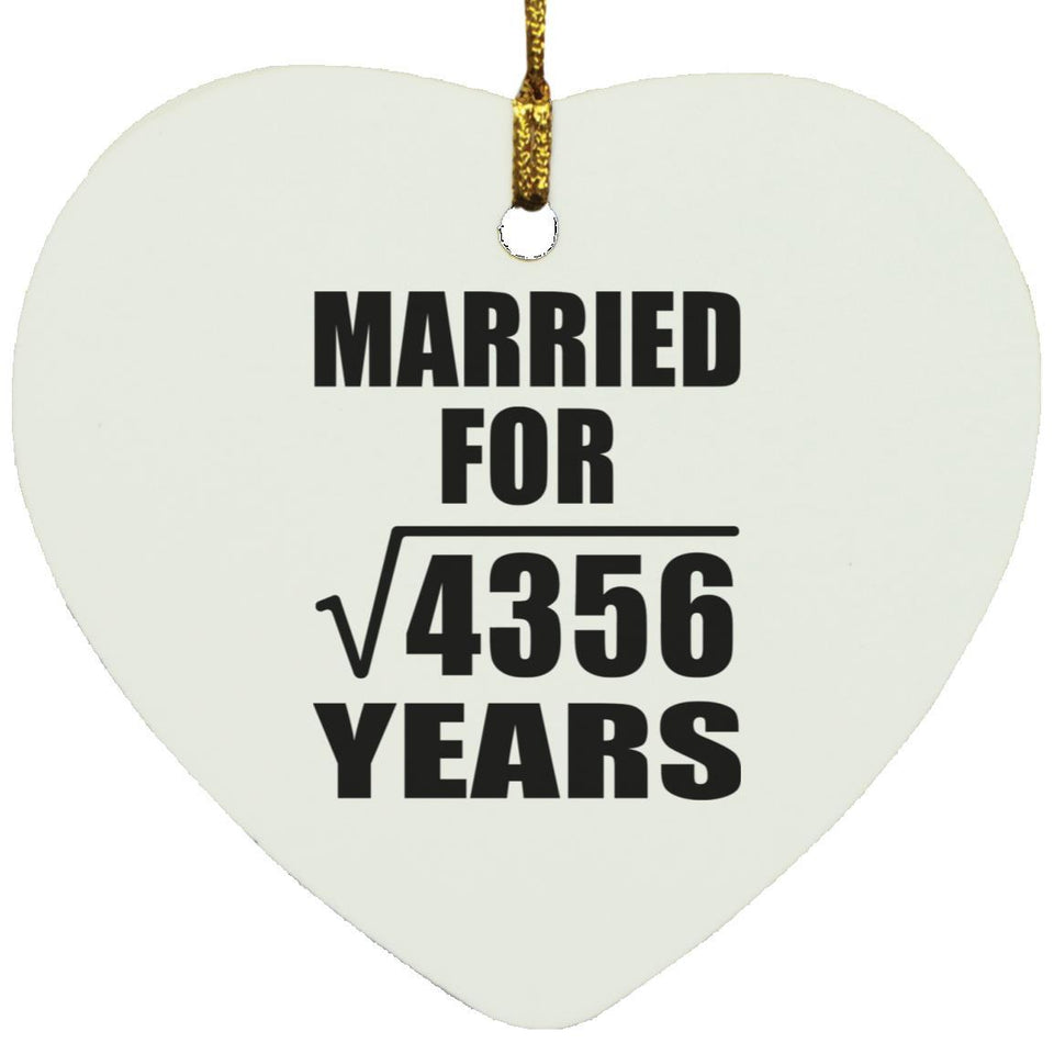 66th Anniversary Married For Square Root of 4356 Years - Heart Ornament
