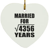 66th Anniversary Married For Square Root of 4356 Years - Heart Ornament