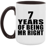 7th Anniversary 7 Years Of Being Mr Right - 15oz Accent Mug Black