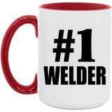 Number One #1 Welder - 15oz Accent Mug Red