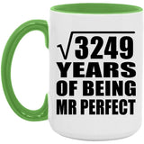 57th Anniversary Square Root of 3249 Years of Mr Perfect - 15oz Accent Mug Green