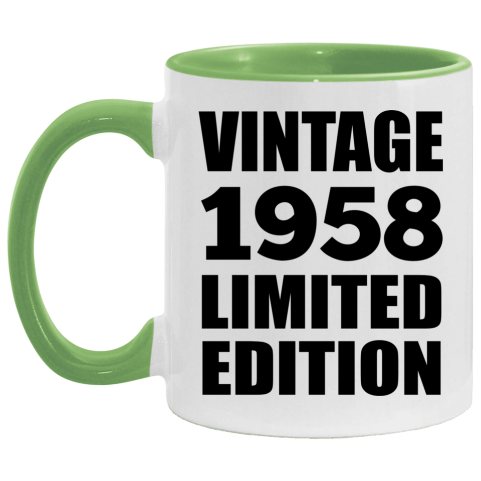 66th Birthday Vintage 1958 Limited Edition - 11oz Accent Mug Green