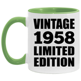 66th Birthday Vintage 1958 Limited Edition - 11oz Accent Mug Green