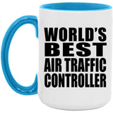 World's Best Air Traffic Controller - 15oz Accent Mug Blue