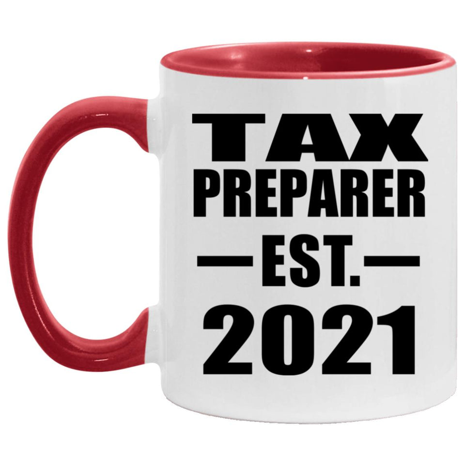 Tax Preparer Established EST. 2021 - 11oz Accent Mug Red