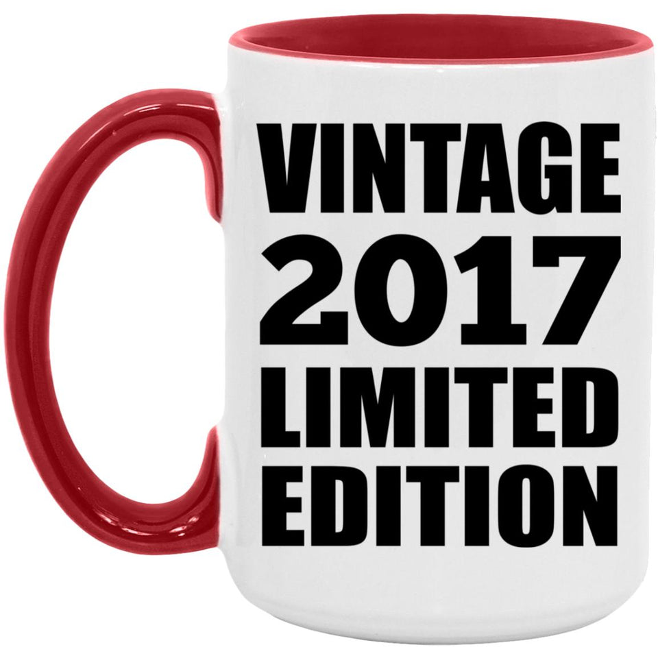 7th Birthday Vintage 2017 Limited Edition - 15oz Accent Mug Red
