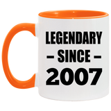 17th Birthday Legendary Since 2007 - 11oz Accent Mug Orange