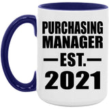 Purchasing Manager Established EST. 2021 - 15oz Accent Mug Purple