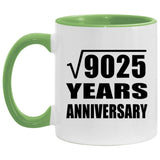 95th Anniversary Square Root of 9025 Years Anniversary - 11oz Accent Mug Green