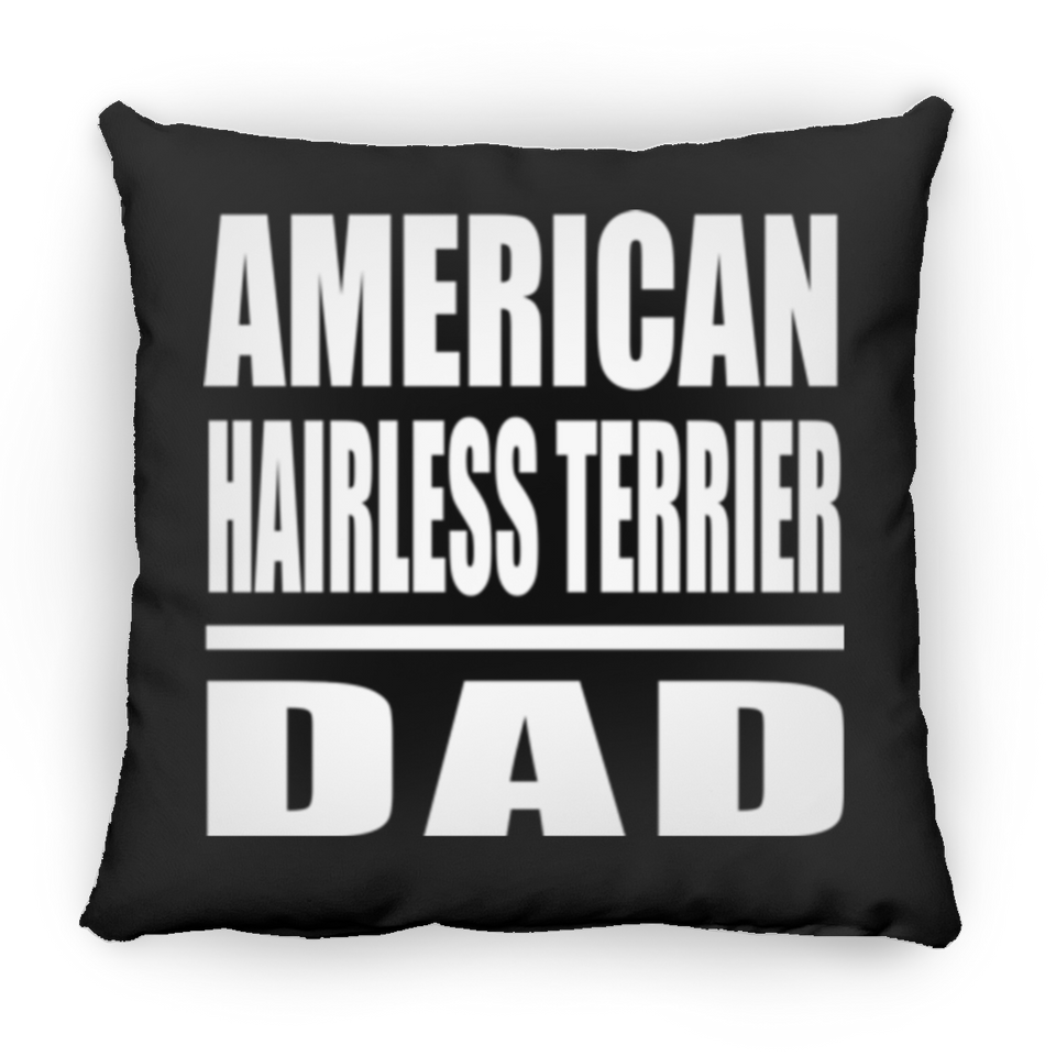 American Hairless Terrier Dad - Throw Pillow Black