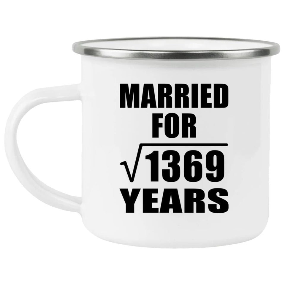 37th Anniversary Married For Square Root of 1369 Years - 12oz Camping Mug