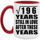 14th Anniversary Square Root of 196 Years Still In Love - 15oz Accent Mug Red