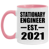 Stationary Engineer Established EST. 2021 - 11oz Accent Mug Pink