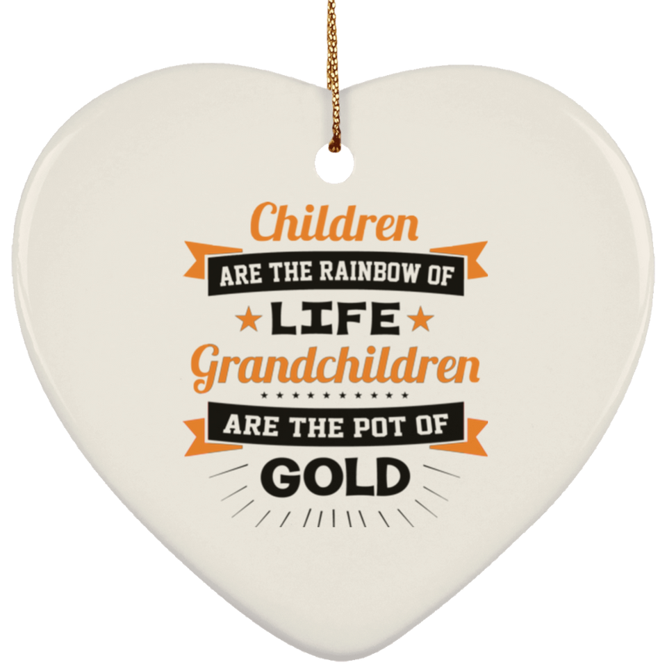 Children Are Rainbow Of Life, Grandchildren Are Pot Of Gold - Heart Ornament