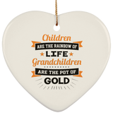Children Are Rainbow Of Life, Grandchildren Are Pot Of Gold - Heart Ornament
