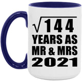 12th Anniversary Square Root of 144 Years As Mr & Mrs 2021 - 15oz Accent Mug Purple