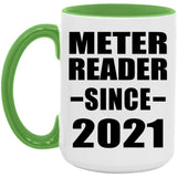 Meter Reader Since 2021 - 15oz Accent Mug Green