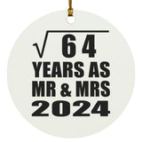 8th Anniversary Square Root of 64 Years As Mr & Mrs 2024 - Circle Ornament