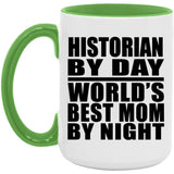 Historian By Day World's Best Mom By Night - 15oz Accent Mug Green