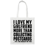 I Love My Girlfriend More Than Collecting Postcards - Tote Bag White
