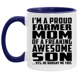 Proud Farmer Mom Of Awesome Son - 11oz Accent Mug Purple