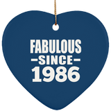 38th Birthday Fabulous Since 1986 - Heart Ornament