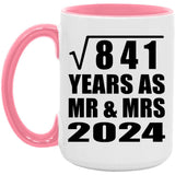 29th Anniversary Square Root of 841 Years As Mr & Mrs 2024 - 15oz Accent Mug Pink