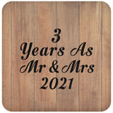 3 Years As Mr & Mrs 2021 - Drink Coaster C