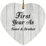 First Year As Sister & Brother - Heart Ornament F