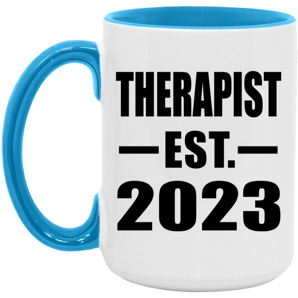 Therapist Established EST. 2023 - 15oz Accent Mug Blue