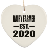 Dairy Farmer Established EST. 2020 - Heart Ornament