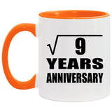 3rd Anniversary Square Root of 9 Years Anniversary - 11oz Accent Mug Orange