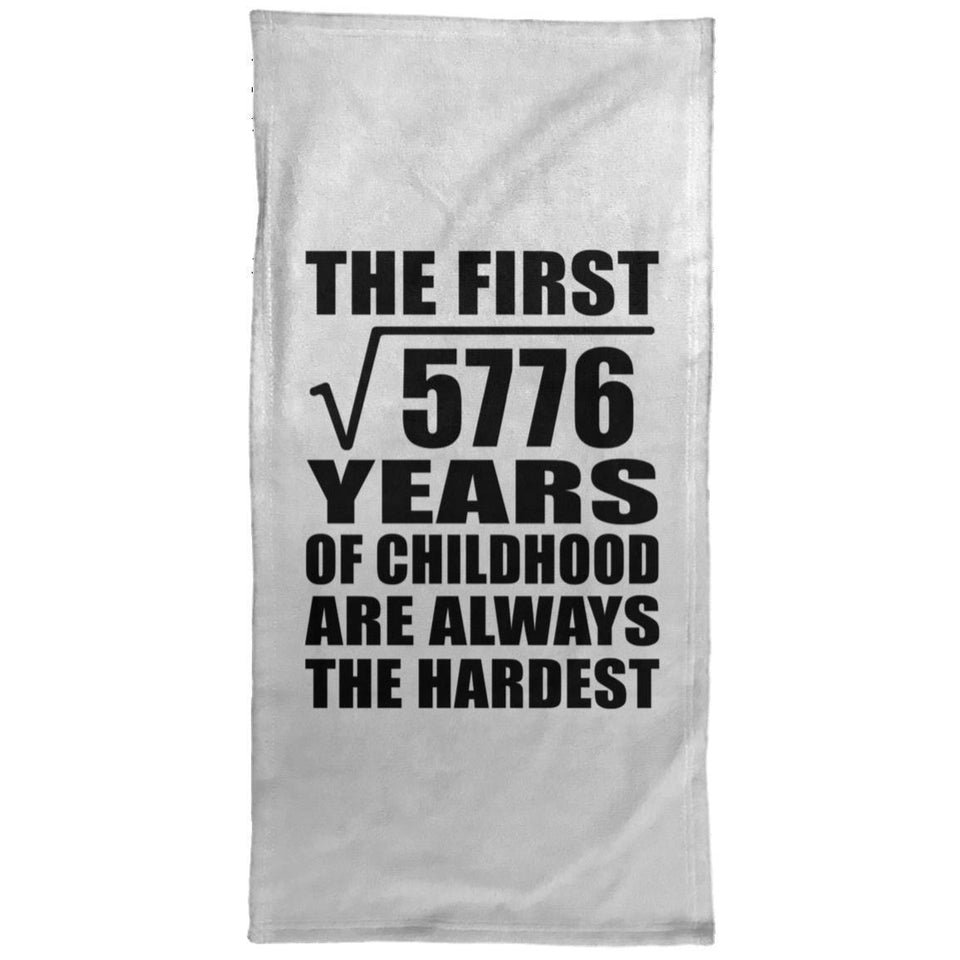 76th Birthday Square Root of 5776 Years of Childhood - Hand Towel