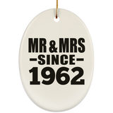 62nd Anniversary Mr & Mrs Since 1962 - Oval Ornament